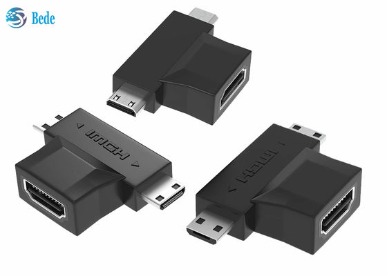 1080P ทอง 2 ใน 1 HDMI Repeater HDMI A เพศหญิงสู่ HDMI Micro และ Mini