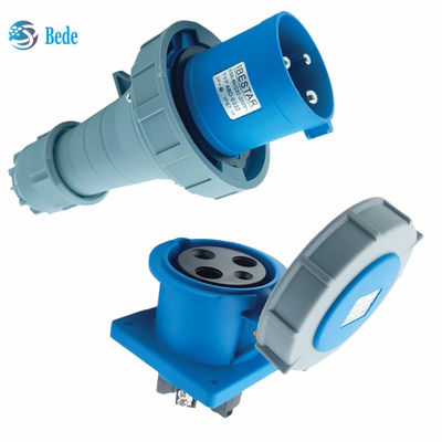 ปัจจุบัน 63A 125A การติดตั้งแผ่นพล็อกโซเกตอุตสาหกรรมประเภท 3 ปิน ((2P + E) IP67 220 ~ 250V