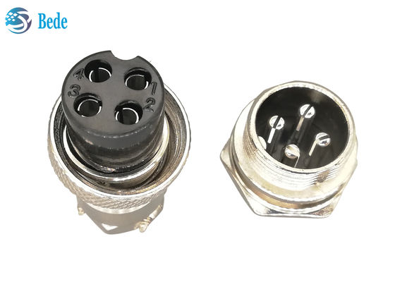 ขั้วต่อชายและหญิงแบบตรง Gx16 4 พินสำหรับใช้งานการบิน RoHS ชุบเงิน