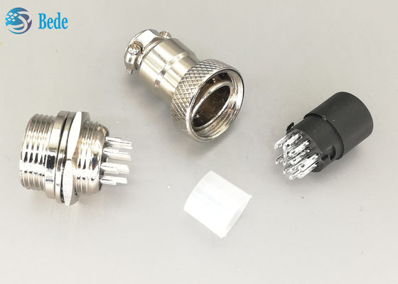 12 Pin Male And Female Gx16 Aviation Connector Straight Silver Plated Plug