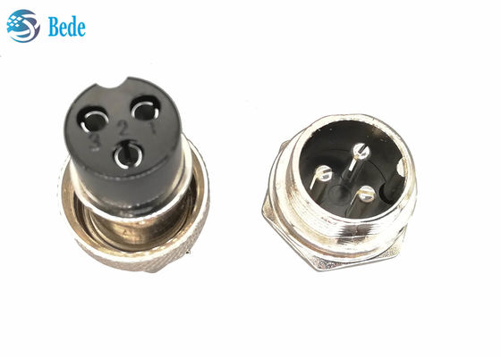 Circular Gx16 3 Pin Connector Plug And Socket Kits 16MM Front Mounting