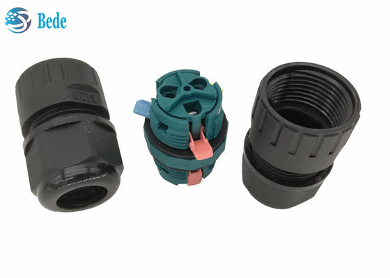 M20 การเชื่อมต่อสายไฟที่กันน้ําอย่างรวดเร็ว เครื่องเชื่อมสายกันน้ํา 3 ปิน 2 ช่อง 450V 17.5A ip68 เครื่องเชื่อมต่อกันน้ํา 2 ปิน