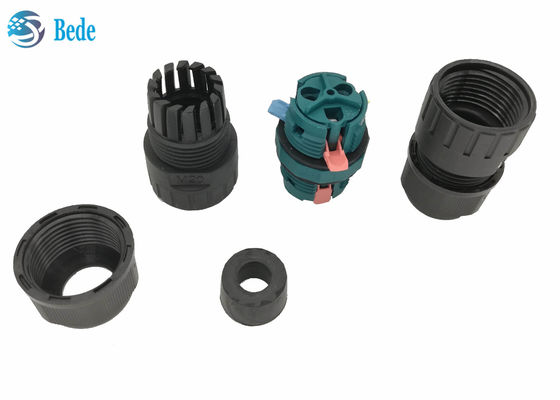 M20 การเชื่อมต่อสายไฟที่กันน้ําอย่างรวดเร็ว เครื่องเชื่อมสายกันน้ํา 3 ปิน 2 ช่อง 450V 17.5A ip68 เครื่องเชื่อมต่อกันน้ํา 2 ปิน