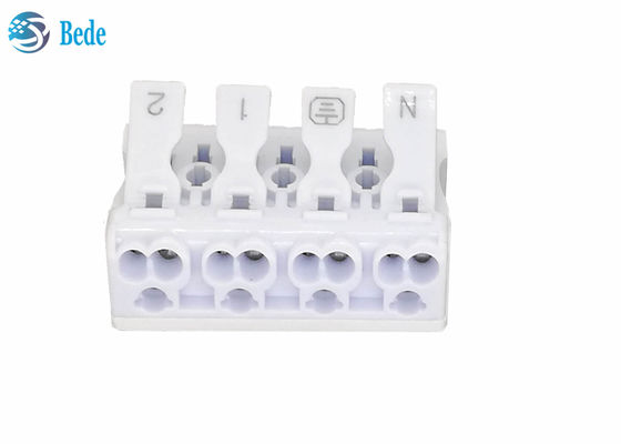 PA66 4 ขั้ว ต่อสายไฟแบบกด - ใน ขั้วต่อแบบรวดเร็ว น็อตคันโยก 450V 16A