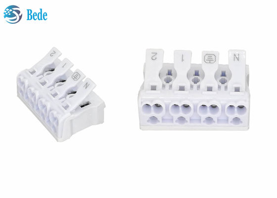 PA66 4 ขั้ว ต่อสายไฟแบบกด - ใน ขั้วต่อแบบรวดเร็ว น็อตคันโยก 450V 16A