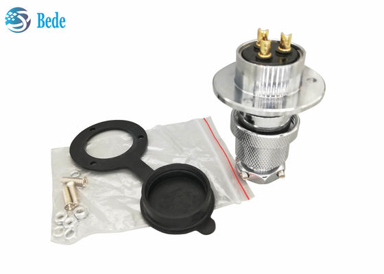 ขั้วต่อการบินแบบวงกลม M25 4 พิน พร้อมหน้าแปลนกลมและฝาครอบกันฝุ่น 300V 20A