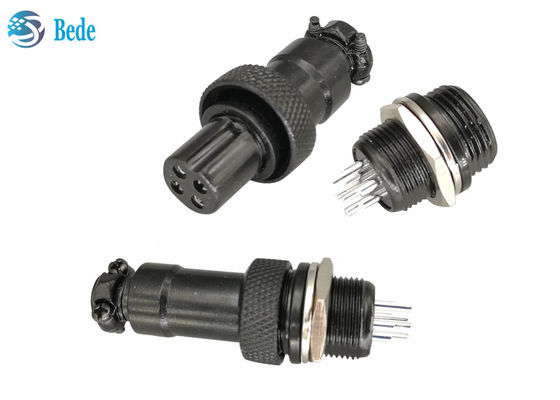 ขั้วต่อการบิน GX 12 สีดำ 5 6 7 พิน ขั้วต่อติดตั้งแผง M12