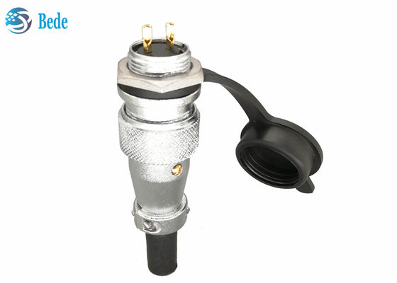 ขั้วต่อแบบวงกลมโลหะผสมสังกะสีชุบโครเมียม 2 3 4 พิน 10A 500V พร้อมฝาครอบกันฝุ่น