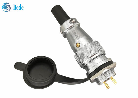 ขั้วต่อแบบวงกลมโลหะผสมสังกะสีชุบโครเมียม 2 3 4 พิน 10A 500V พร้อมฝาครอบกันฝุ่น