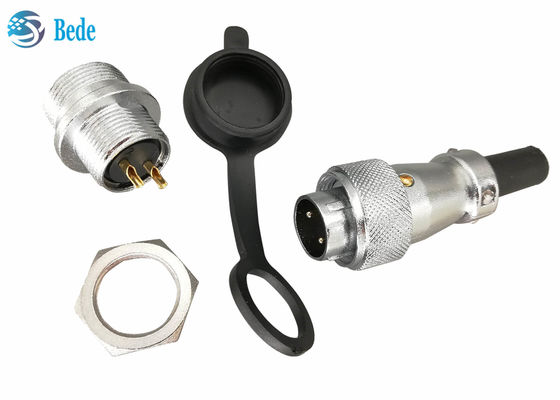 ขั้วต่อแบบวงกลมโลหะผสมสังกะสีชุบโครเมียม 2 3 4 พิน 10A 500V พร้อมฝาครอบกันฝุ่น