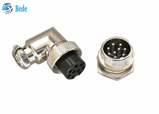 ขั้วต่อสายเคเบิล M16 200V 4A สำหรับการบิน แบบมุมฉาก ตัวเมีย และตัวผู้ติดตั้งบนแผงวงจร 6~10 พิน