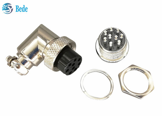 ขั้วต่อสายเคเบิล M16 200V 4A สำหรับการบิน แบบมุมฉาก ตัวเมีย และตัวผู้ติดตั้งบนแผงวงจร 6~10 พิน