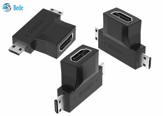 1080P ทอง 2 ใน 1 HDMI Repeater HDMI A เพศหญิงสู่ HDMI Micro และ Mini