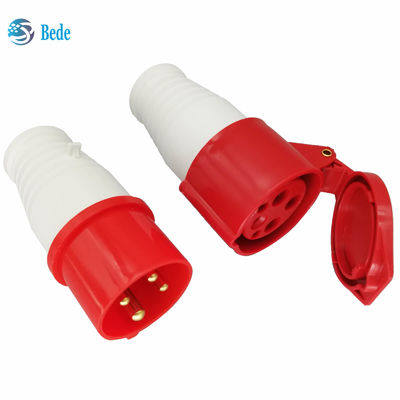 AC 380-415V 16A เครื่องเชื่อมไฟฟ้าอุตสาหกรรม IP44 กันน้ํา 4Pin 3 Phase 3P+E สีแดง