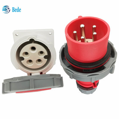 ป้องกันน้ํา IP67 โซก็อตอุตสาหกรรม 5Pins 3P+N+E 16Amp และ 32Amp ประเภทการติดตั้งแผ่น