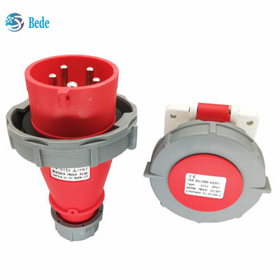 ป้องกันน้ํา IP67 โซก็อตอุตสาหกรรม 5Pins 3P+N+E 16Amp และ 32Amp ประเภทการติดตั้งแผ่น