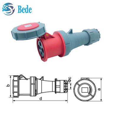Durable High Current 63A / 125 Amp  Industrial Plugs And Sockets 3P+E IP67