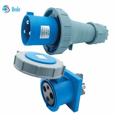 ปัจจุบัน 63A 125A การติดตั้งแผ่นพล็อกโซเกตอุตสาหกรรมประเภท 3 ปิน ((2P + E) IP67 220 ~ 250V