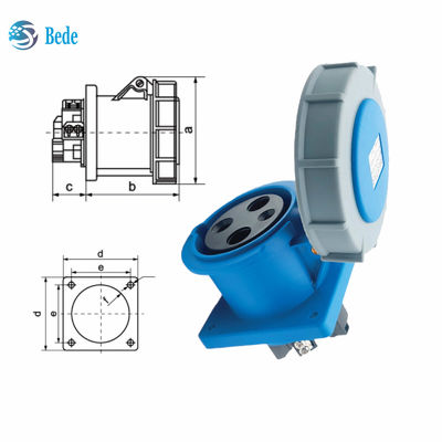ปัจจุบัน 63A 125A การติดตั้งแผ่นพล็อกโซเกตอุตสาหกรรมประเภท 3 ปิน ((2P + E) IP67 220 ~ 250V