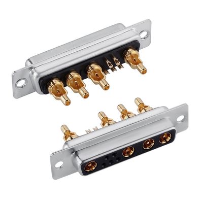 ขั้วต่อโคแอกเชียลแบบผสม D-Sub RF / Power ขั้วต่อมุมฉาก 9W4 สำหรับ PCB