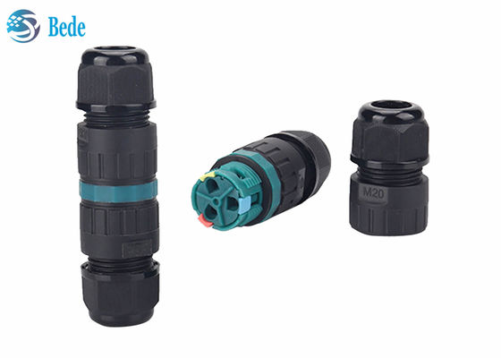 M20 การเชื่อมต่อสายไฟที่กันน้ําอย่างรวดเร็ว เครื่องเชื่อมสายกันน้ํา 3 ปิน 2 ช่อง 450V 17.5A ip68 เครื่องเชื่อมต่อกันน้ํา 2 ปิน